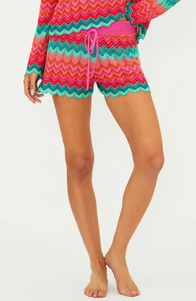Beach Riot Balboa Knit Scallop Cover-up Shorts In Multi