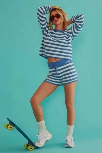 Beach Riot Balboa Short In Sapphire Sea Stripe In Blue