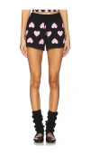 Beach Riot Balboa Heart Cotton Shorts In Love Heart