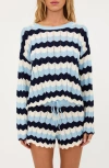 Beach Riot Beach Stripe Pointelle Cover-up Sweater In Blue