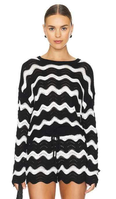 Beach Riot Beach Sweater In Black And White Tides