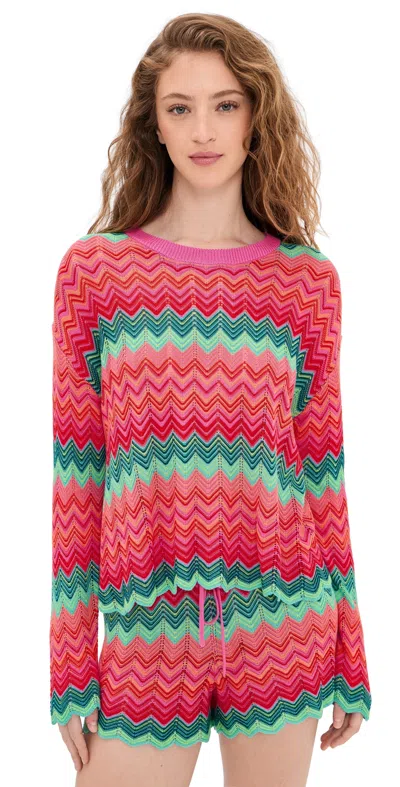 Beach Riot Beach Sweater Strawberry Ice Chevron In Multi
