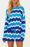 Beach Riot Beach Wavy Stripe Pointelle Cover-up Sweater In Riviera Waves