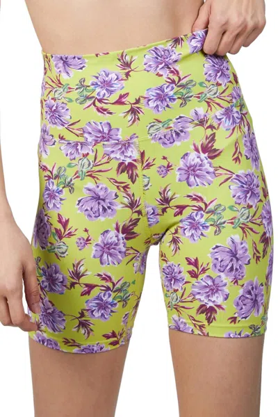 Beach Riot Bike Short In Lime Punch Gardenias In Green