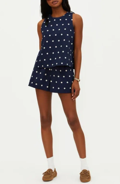 Beach Riot Birkley Polka Dot Cotton & Linen Cover-up Shorts In Blue