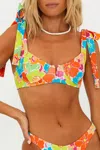 Beach Riot Blair Bikini Top In Neon Blooms Waffle