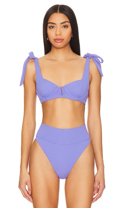 Beach Riot Blair Bikini Top In Periwinkle Waffle