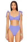 Beach Riot Blair Swim Bikini Top Women Periwinkle Waffle Underwire Buu637 In Purple