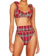 Beach Riot Blair Top In Holiday Plaid In Multi