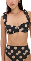 Beach Riot Blair Polka Dot Underwire Bikini Top In Black