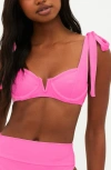 Beach Riot Effie Shimmer Bikini Top In Neon Pink