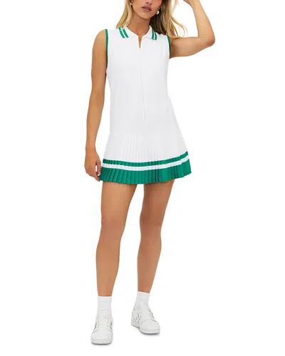 Beach Riot Bria Pleated Zip Front Minidress In Courtside White