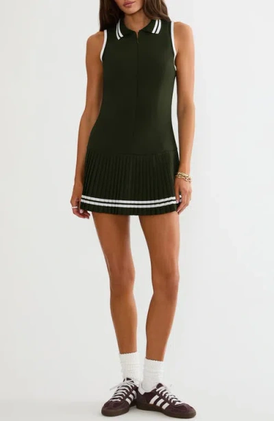 Beach Riot Bria Pleated Sleeveless Mini Dress In Green