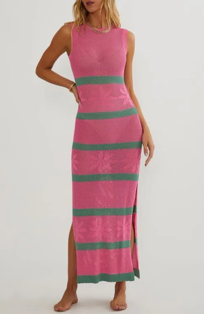 Beach Riot Brigid Sleeveless Cover-up Maxi Dress In Raspberry Bloom