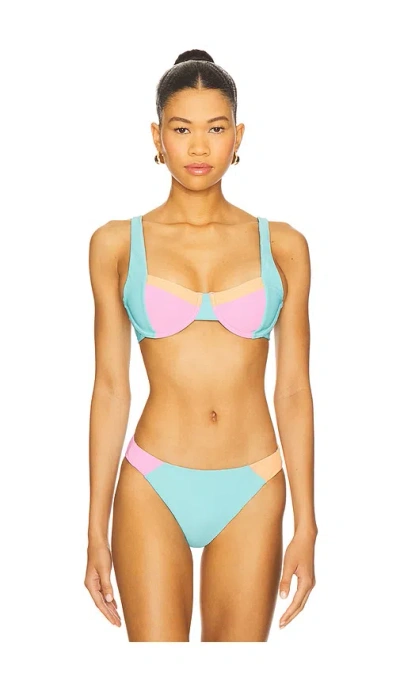 Beach Riot Brooks Bikini Top In Blue