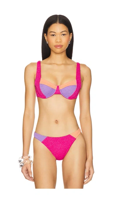 Beach Riot Brooks Bikini Top In Coral Bay Colorblock
