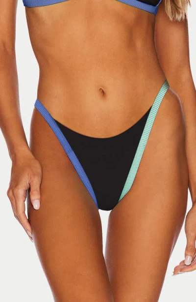 Beach Riot Caily Rib High Cut Bikini Bottoms In Black
