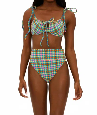 Beach Riot Caitlin Top Sunny Side In Gingham In Multi