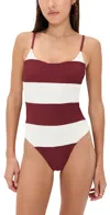 Beach Riot Calista One Piece Merlot Stripe In White