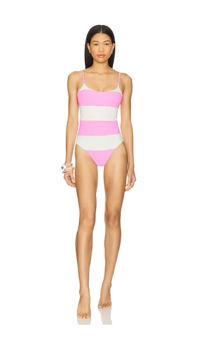 Beach Riot Calista One Piece In Prism Pink Stripe