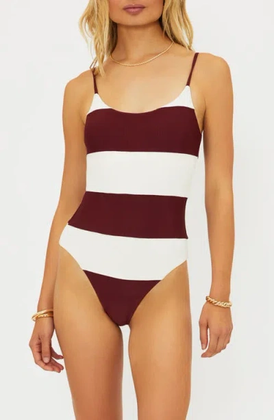Beach Riot Calista One Piece Merlot Stripe In White