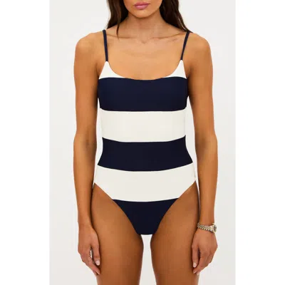 Beach Riot Calista Stripe One-piece Swimsuit In Blue