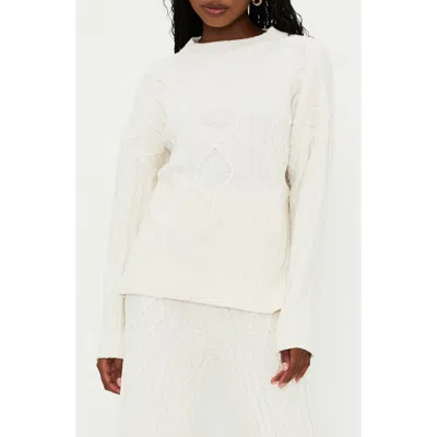 Beach Riot Callie Cable Knit Sweater In Cream Cable
