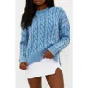 Beach Riot Callie Cable Stitch Crewneck Sweater In Denim Daze
