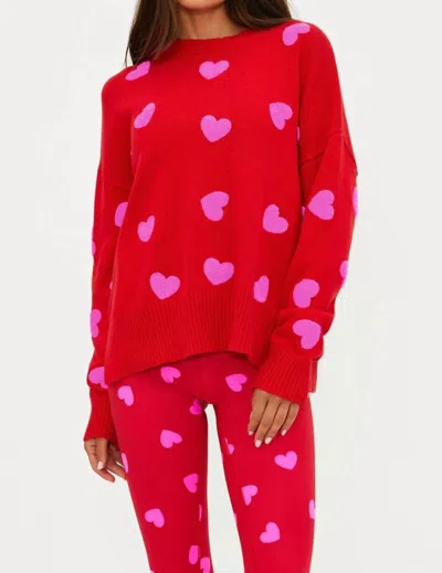 Beach Riot Callie Crew Neck Sweater In Pink In Red