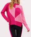 Beach Riot Callie Crew Neck Sweater In Sugar Heart In Pink