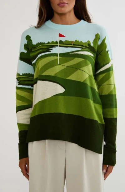 Beach Riot Callie Crewneck Sweater In Green