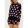 Beach Riot Callie Vday Sweater In Black Pink In Love Heart