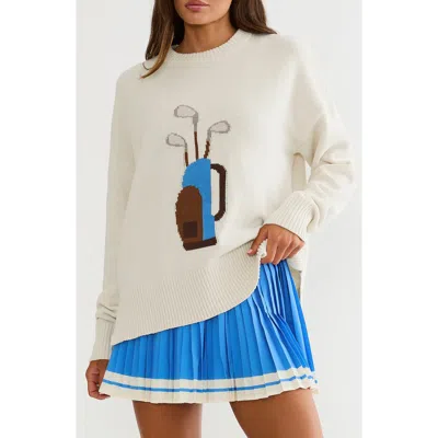 Beach Riot Callie Crewneck Sweater In White