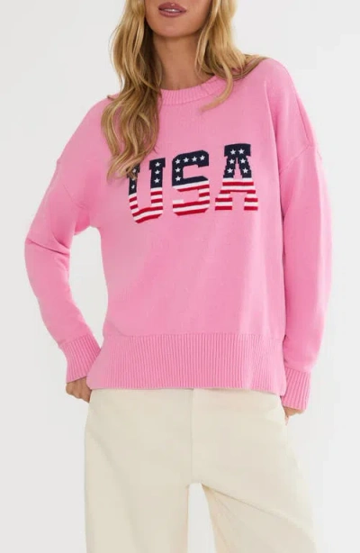 Beach Riot Callie Crewneck Sweater In Pink