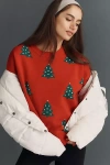 Beach Riot Callie Festive Crew-neck Sweater In Red