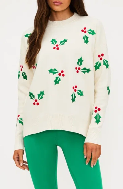 Beach Riot Callie Frosted Holly Sweater In Green