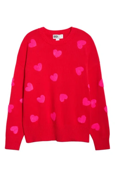 Beach Riot Callie Heart Sweater In Red