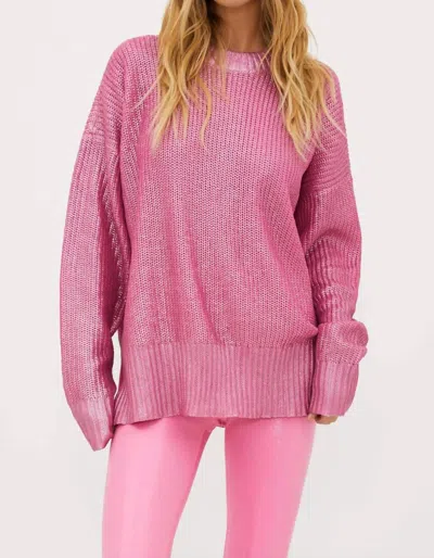 Beach Riot Callie Round Neck Sweater In Pink