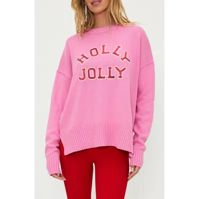 Beach Riot Callie Sequin Graphic Sweater In Gumdrop Pink