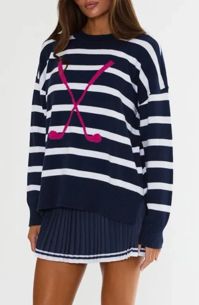 Beach Riot Callie Stripe Sweater In Blue
