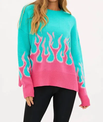 Beach Riot Callie Sweater In Fandango Flames In Blue