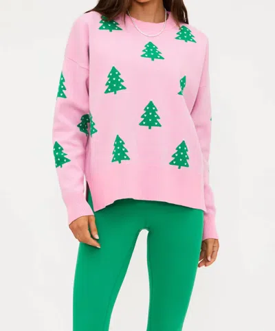 Beach Riot Callie Crewneck Sweater In Pink Christmas