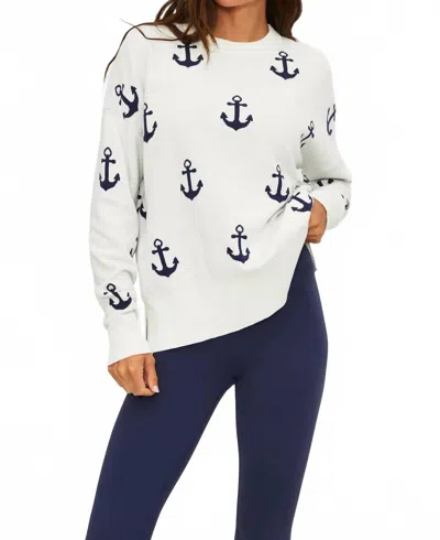 Beach Riot Callie Sweater In Regatta Anchor In White
