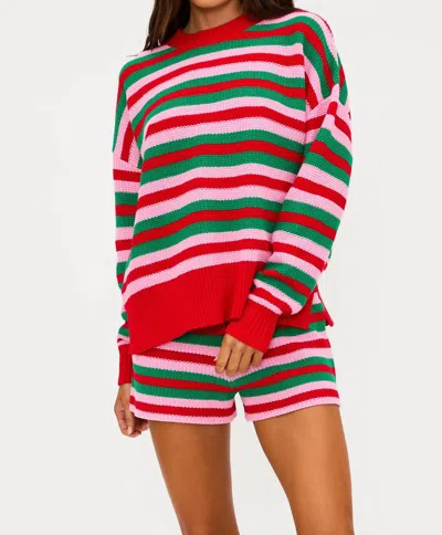 BEACH RIOT CALLIE SWEATER IN RUBY STRIPE