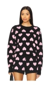 Beach Riot Callie Vday Sweater In Black Pink In Love Heart