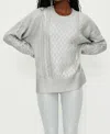 Beach Riot Callie Mix Stitch Metallic Crewneck Sweater In Silver