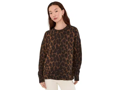 Beach Riot Callie Sweater Women's Clothing Caramel Leopard: Xs, Nylon/polyester/rayon In Brown
