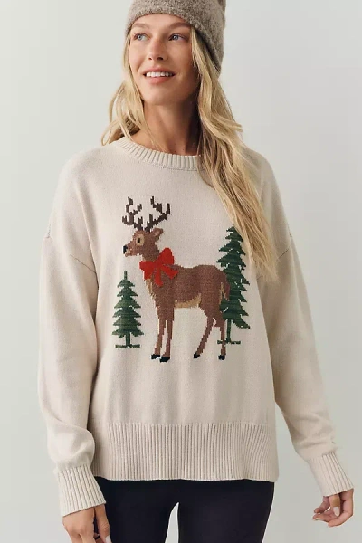 Beach Riot Callie Tree Oversized Crew-neck Sweater In Multi
