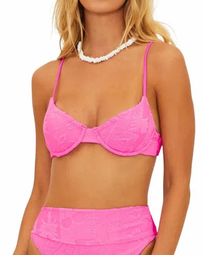 Beach Riot Camilla Swim Top In Strawberry Stand Terry In Pink