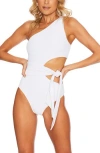 Beach Riot Carlie Cutout One-shoulder Tie Waist One-piece Swimsuit